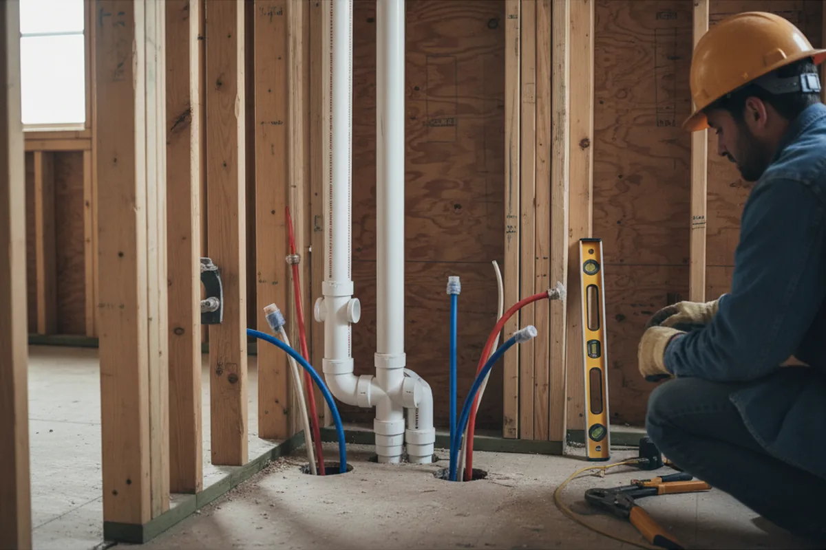 Drain and supply rough-in during Leak Detection in Milner